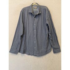 Ted Baker Mens Blue Woven Button Down Shirt XL LG TG Excellent Condition