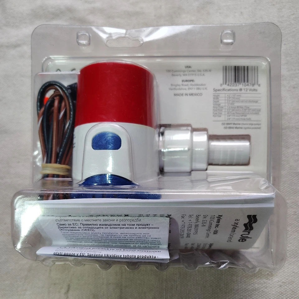 Bomba de sentina automática Rule 25SA 500 GPH marina 12 V CC 3/4" manguera sumergible 25S Foto 3 de 4