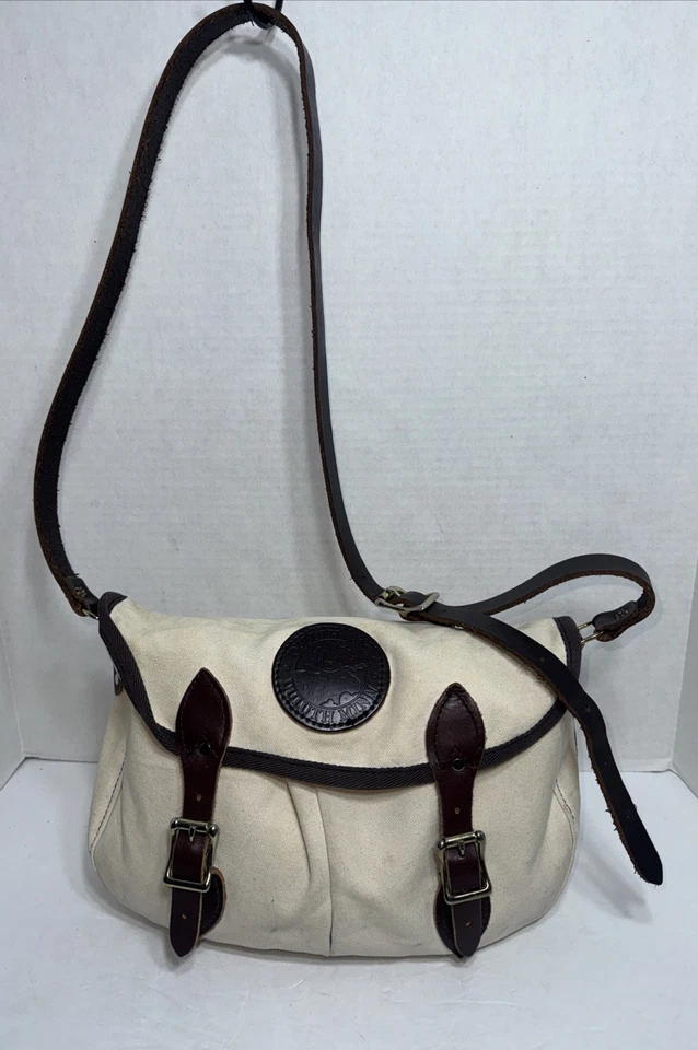 Duluth Pack Grande Doble Carcasa Bolso Cartera Cuero Lona Bandolera Blanco Foto 2 de 4