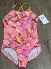 Nike Girl's NWT One Piece Swimsuit Swim Crossback Multicolored Size Medium
