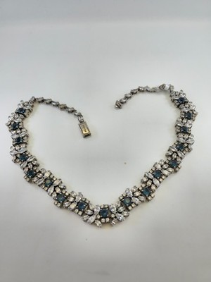 Prada Silver w/ Blue and Clear Crystals Necklace - 18.5 Inch