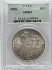 1886-P Morgan Dollar PCGS MS63 OGH Old Green Holder With Toning