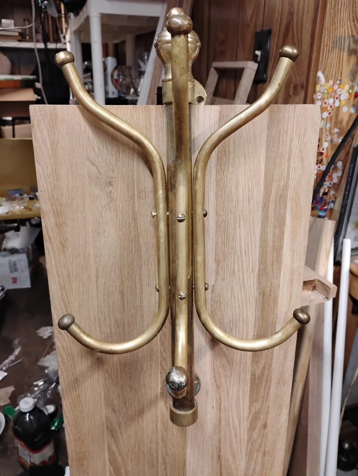 Ganchos para perchero de latón vintage montaje en pared triple brazo 18 pulgadas Foto 2 de 4