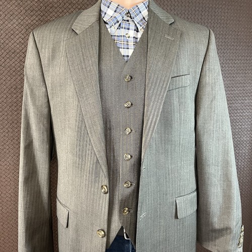 Polo Ralph Lauren Jacket Brown Herringbone Blazer + Vest Suit 42R - Picture 2 of 14