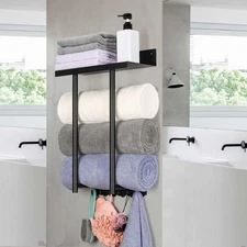 Towel Rack Wall Mounted,Bathroom Rolled With Shelf 