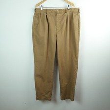 Vintage Polo Ralph Lauren Chino 40x32 Tan Khaki Double Pleated Cotton Pants 90s