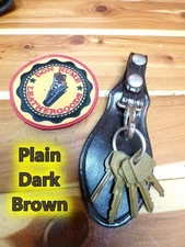 S503 DON HUME Brown Leather Police Type Belt Key Strap w/ Ring & Back Flap