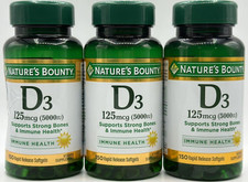 3PK Nature's Bounty D3 125 mcg 5000IU 150 Rapid Release Softgels EA EXP 7/27