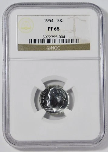 1954 Silver Roosevelt Dime HIGH GRADE! NGC Gem Proof 68