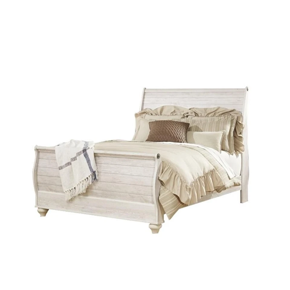 Ashley Furniture Willowton Queen Sleigh Bed in Whitewash - Image 2 of 2