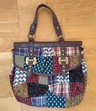 FOSSIL Tasche Patchwork Stoff / Leder edel, goldfarbene Details *wie neu*