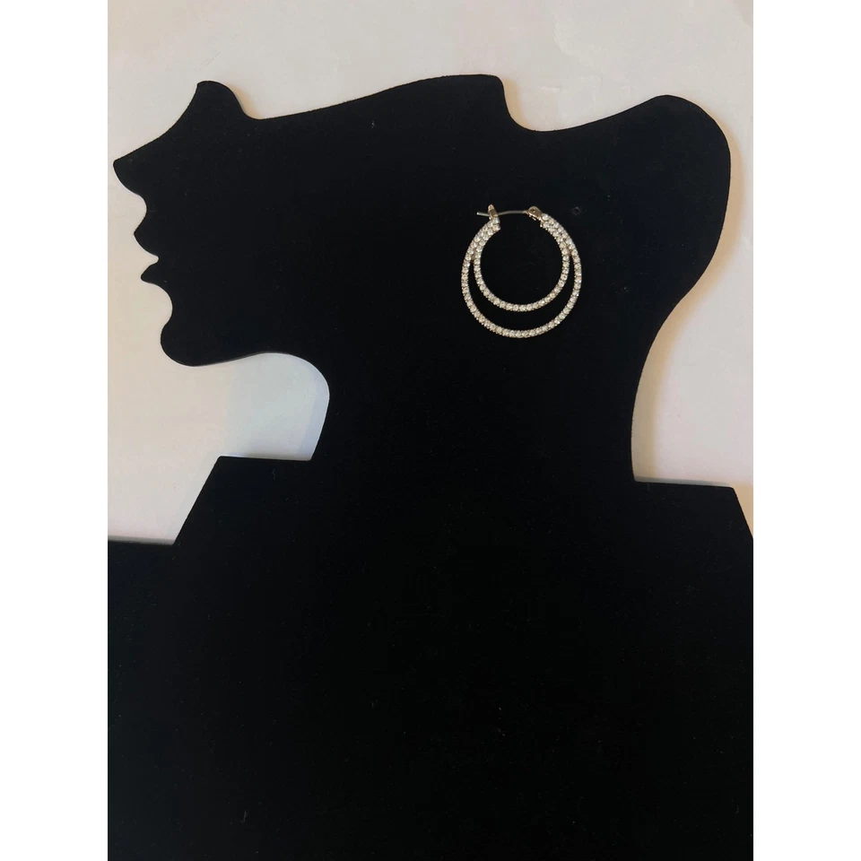 Pendientes de aro Givenchy de doble aro de cristal tono oro rosa Foto 3 de 4