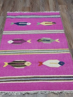 Turkish Bohemian Rug (Tree Of Life)Fish Design Turkish Rug Hand Made Rug3x5 Ft