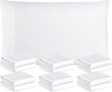 White Pillowcases Queen Size 12 Pack Bulk Pillowcase Set Envelope Closure Soft