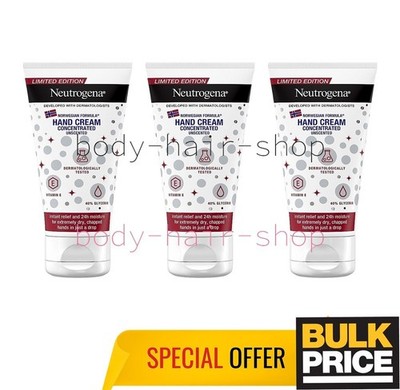 Neutrogena Unscented Concentrated Hand Cream Very Dry Skin Moisturizer 3er Pack