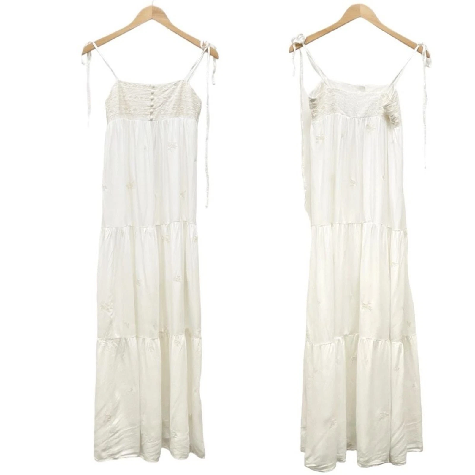 OFF WHITE Maxi abito donna Spiritual Gangster Dolce ricamato bianco sporco panna taglia XS