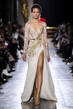 Luxury Mermaid Evening Dresses Sheer Neck Long Sleeve Lace Appliques Party Gowns