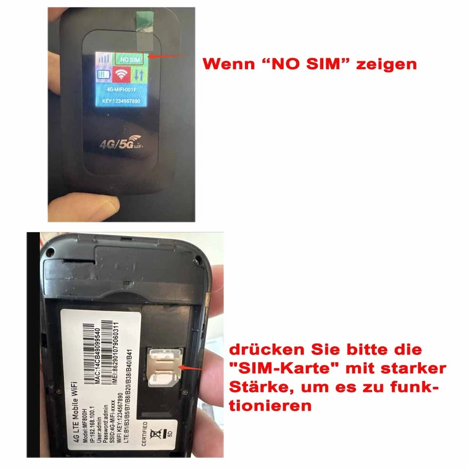 4G 5G LTE Tragbare Mobiler Wireless WLAN Router Hotspot WiFi Modem SIM Karte - Bild 2 von 4