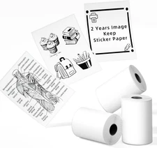 Sticker Paper- for T02/M02X/M02L/Y02C/Q02 Mini Printer, White Thermal Sticker fo