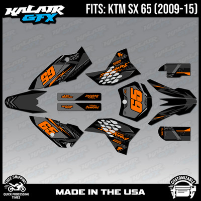 Graphics Kit for KTM 65SX SX65 (2009-2015) SX 65 Rugged Series - Orange Shift