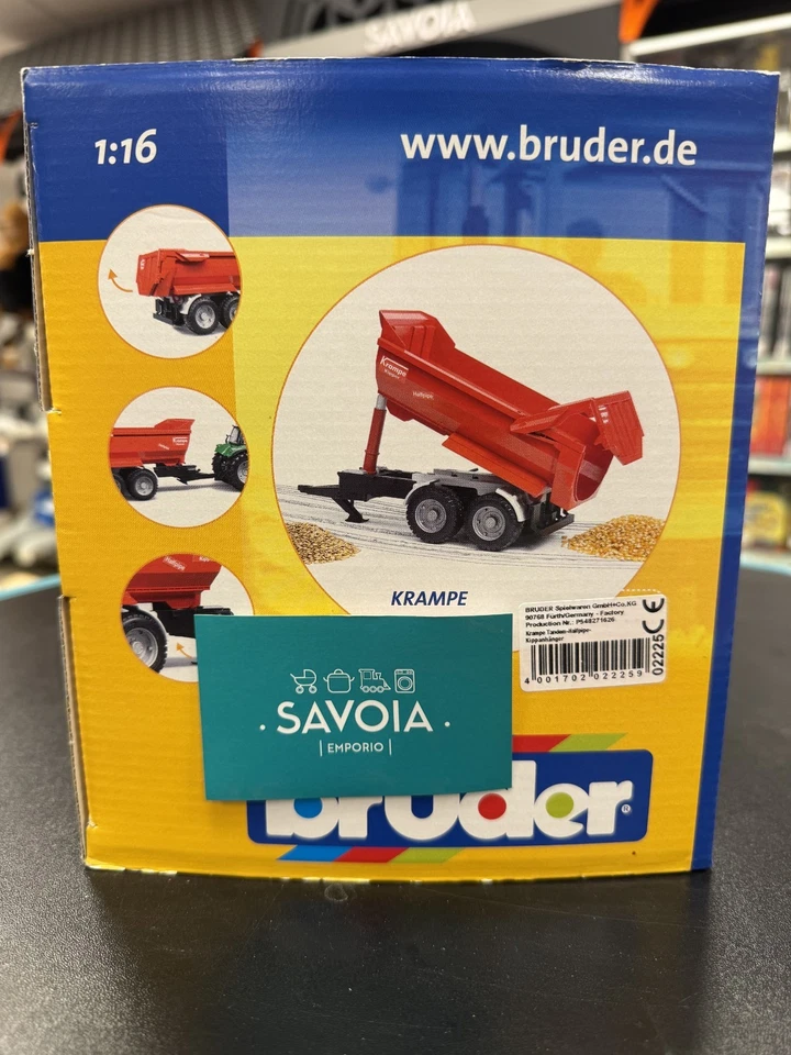 BRUDER 02225 - scala 1:16 - RIMORCHIO KRAMPE TANDEM RIBALTABILE - NUOVO - Immagine 4 di 4