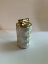 Vintage Colibri By Kreisler Table Lighter Silver Tone Gold Flowers 3 1/2” Tall