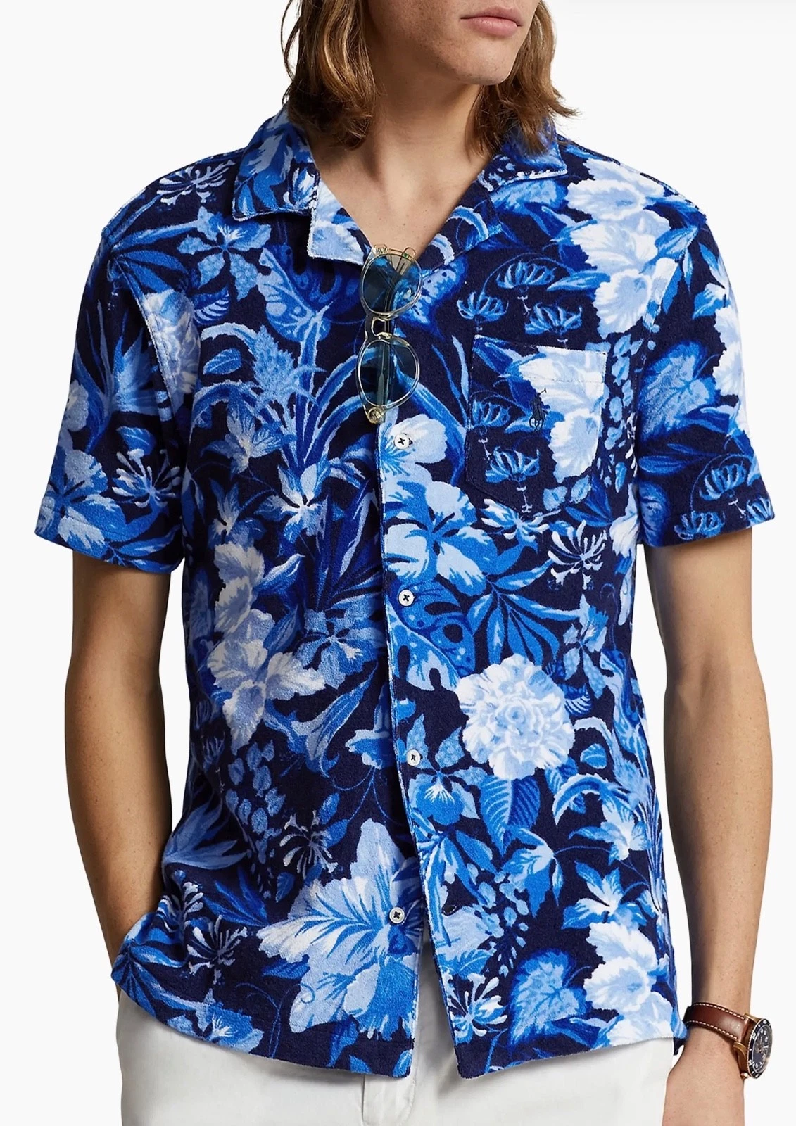 Polo Ralph Lauren Blue FLORAL TERRY CLOTH Button Front Camp Shirt
Opens in a new window or tab