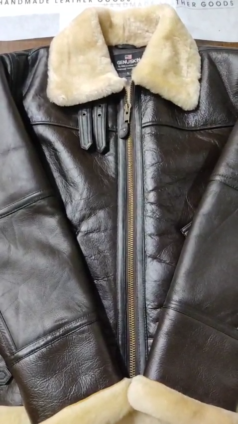 新品　B-3 real leather flight jacket B3 Aviator Real Shearling Brown Sheepskin Leather Flight Bomber