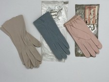 Lot Of 3 Vtg Ladies Gloves Beige Scalloped, Blue ,Pink Original Package 50s-60s
