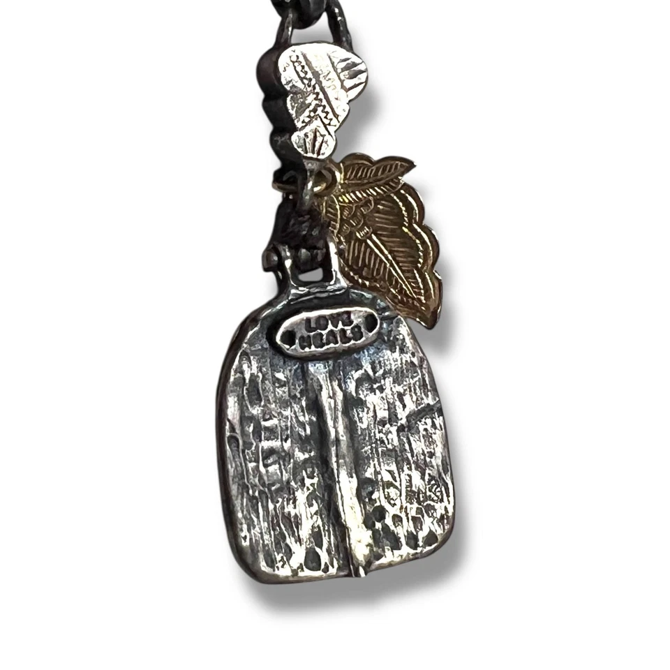 Love Heals Mixed Metal Tree of Life Pendant Necklace Bronze Silver Tone Boho - Image 3 of 4