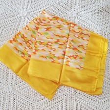 Vintage Glentex Vera Neumann Scarf Womens Yellow Abstract Vinal Silk Made Japan
