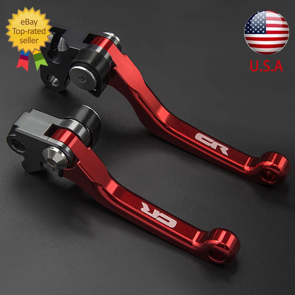 Par de palancas de embrague de freno CNC con logotipo CR mango para Honda CR80R CR85R 1998-2007 Foto 2 de 4
