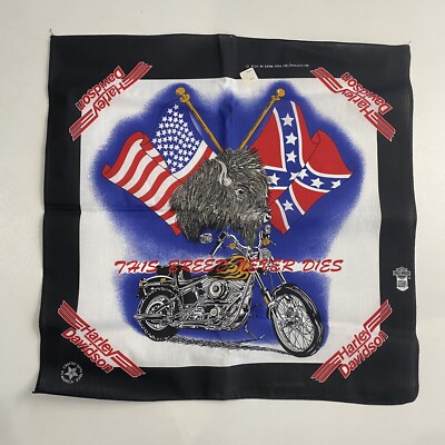 Vintage Harley Davidson Bandana 80s Breed Never Dies BUFFALO Made