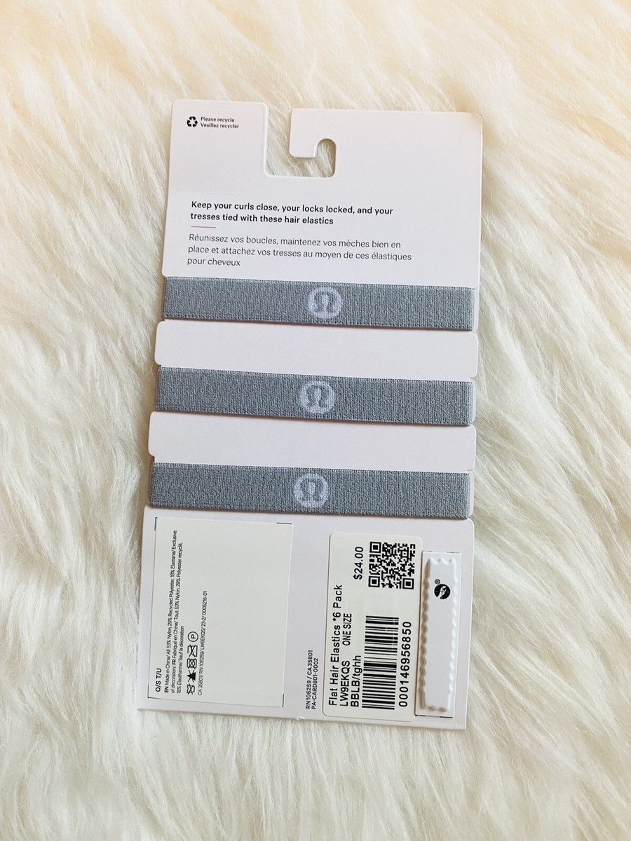 Lululemon Flat Hair Elastics 6 Pack Black Gray New | eBay display picture 2