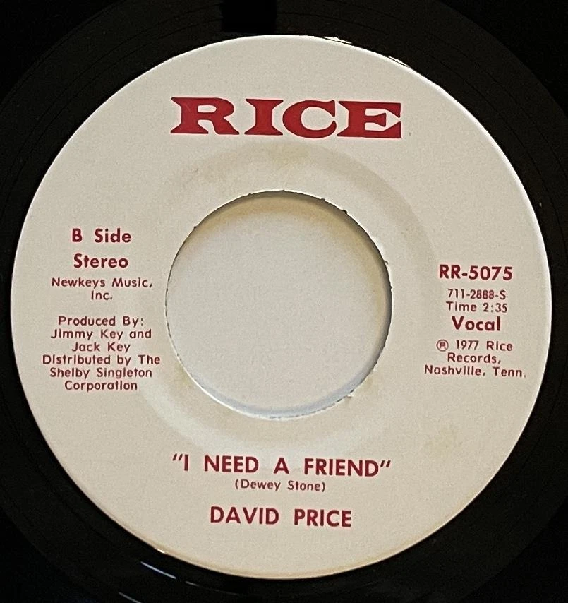 David Price Love Him Tender Sweet Jesus 45 rpm M (unplayed) Rice Elvis Tribute - Image 2 of 2