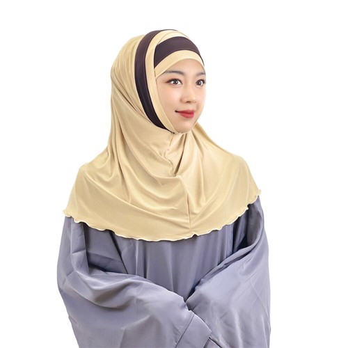 Two Pieces Amira Muslim Women Headscarf Shawl Scarf Hijab Wrap Headwear Islamic - Picture 47 of 61