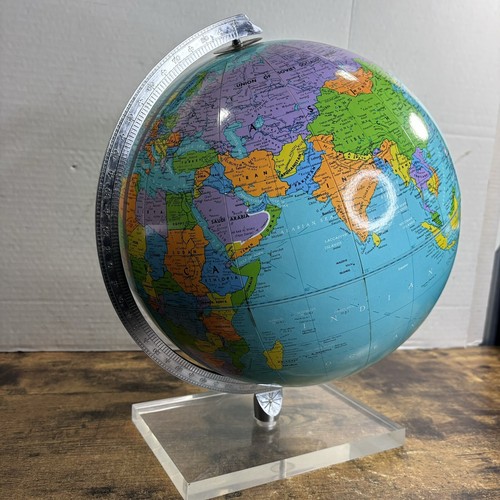 The Aquarius Tolman Vintage 12 Inch Replogle Globe On Clear Acrylic Stand - Rare - Picture 5 of 19