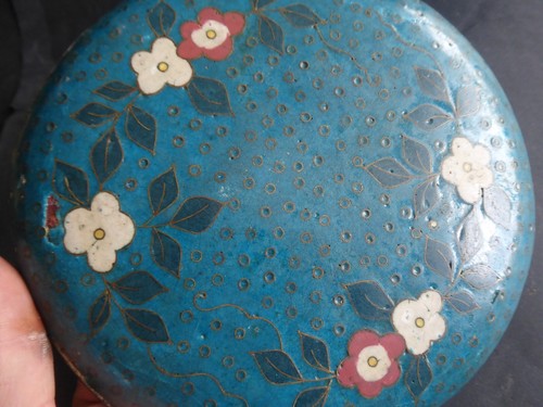 Assiette ancienne email Cloisonné Japon décor fleurs d 18cm - Imagen 7 de 7
