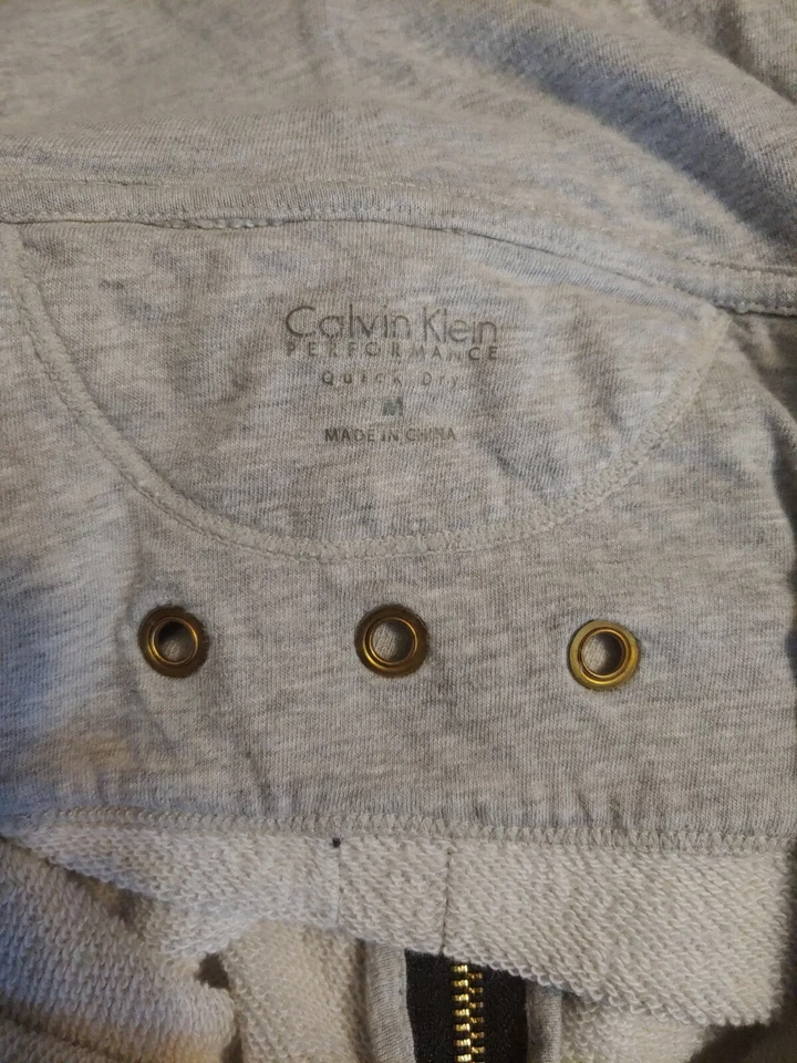 Calvin Klein Performance Sweatshirt Womens M Gray Faux Leather Trim Hoodie - Image 4 of 4