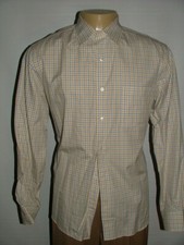 MENS LORO PIANA DRESS SHIRT SIZE 17 1/2 35 MADE IN ITALY WHITE BLUE PLAIDS 125