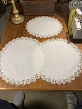 3 Antique 1900 Round Oval Linen Centerpiece/Doilie Hand Crochet~Victorian~Choice