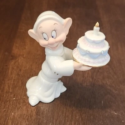 Lenox Dopey's Birthday Wish May August Ivory Figurine Cake Snow White Disney - Image 1 of 4