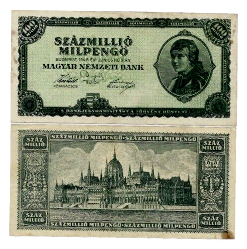 Hungary 100,000,000,000,000 P-130 1946 Szazmillio Mil Pengo UNC-Hungarian NOTE