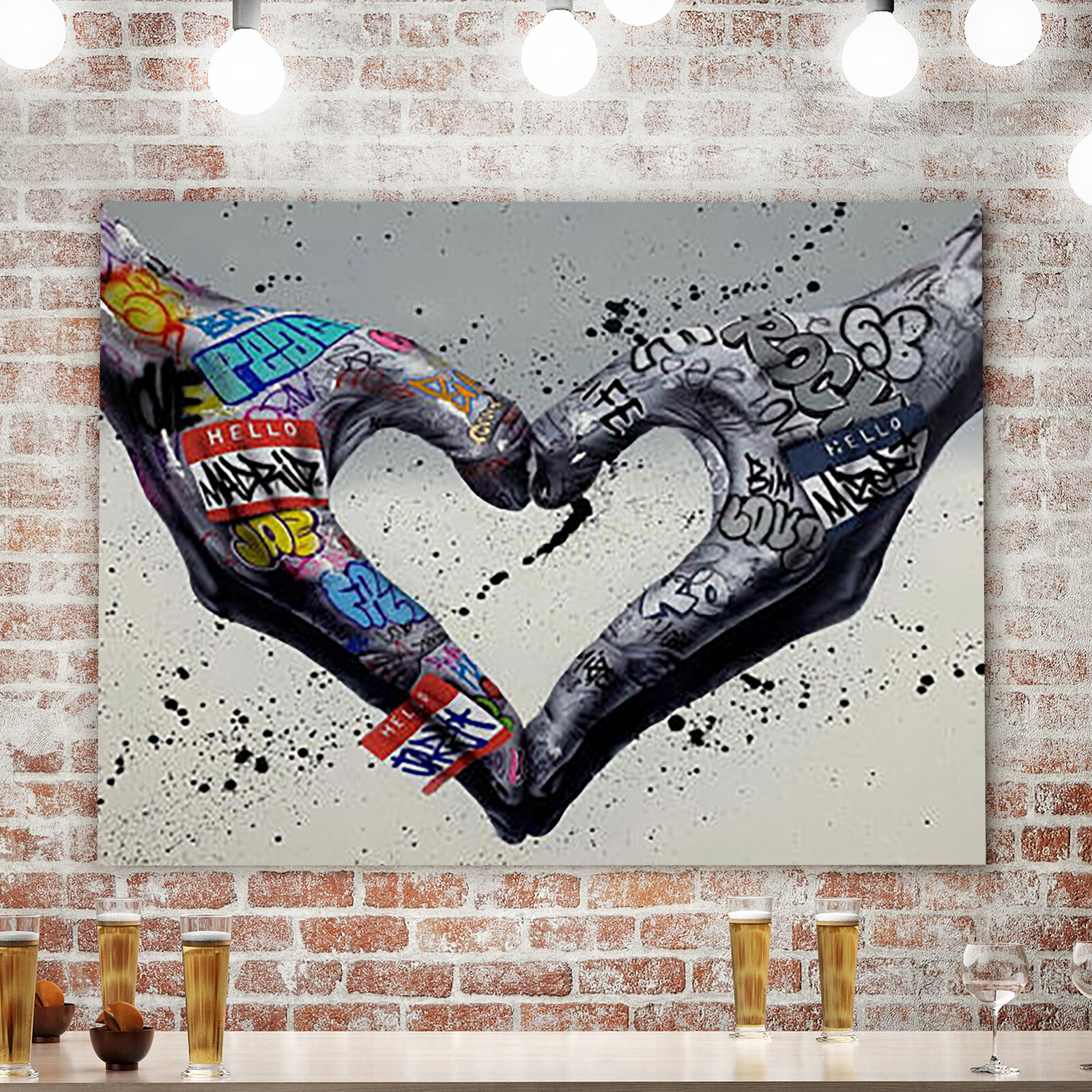 Banksy Canvas Wall Art |  Canvas Prints | Framed Pictures Love Hands