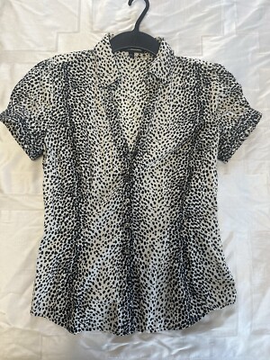 Express Work Cotton/Spandex Blouse Size Small Leopard Print