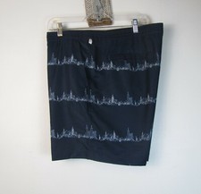 Penguin Men's Size 38W 6Inseam Dark Blue City Skyline Lined Board Shorts