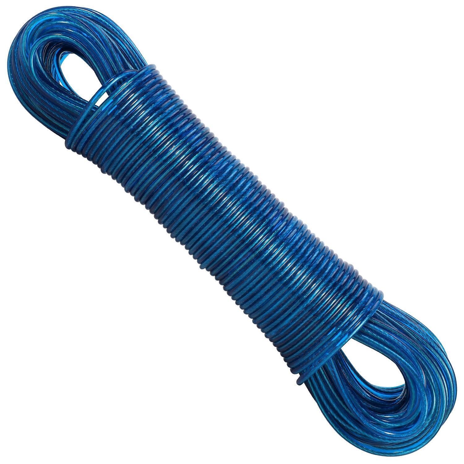 50m Washing Line Rope Strong Steel Core Laundry Clothes Lines - Blue