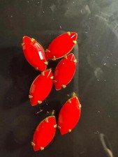 Vintage Opaque Orange Glass Stones in Settings