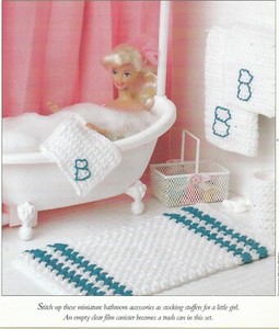 Crochet Pattern Only Fashion Doll Bath Set Bath Hand Towel Washcloth Rug Ebay