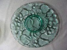 Indiana Glass Green Glass Chip & Dip In The Madeira Raised Fruit Pattern